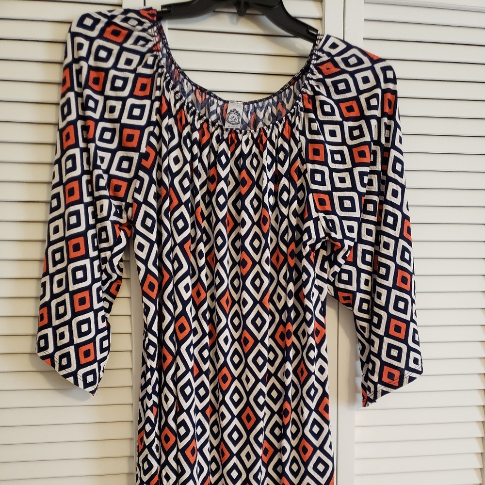 off shoulder patterned dress